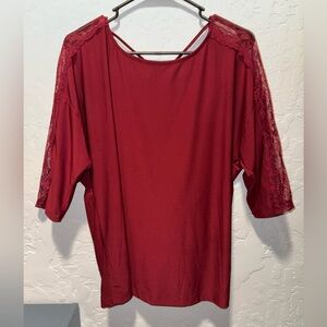 Daytrip Red Lace Accent Blouse